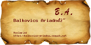 Balkovics Ariadné névjegykártya